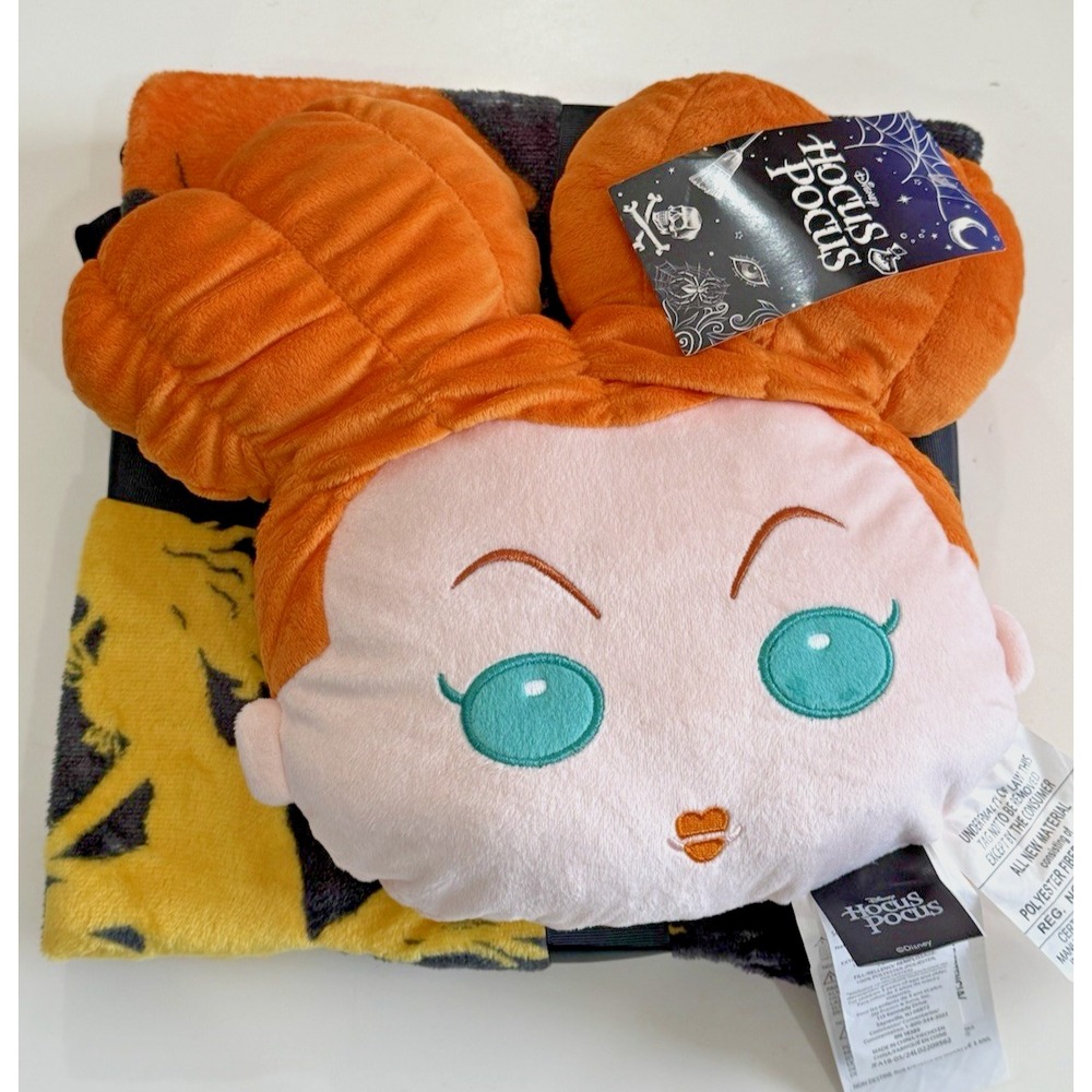 New Disney Hocus Pocus Winifred Sanderson Sister Pillow & Blanket Set Halloween
